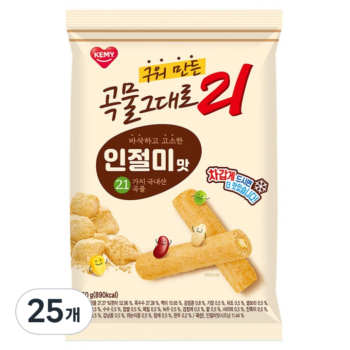 곡물그대로21 크리스피롤 인절미, 25개, 150g