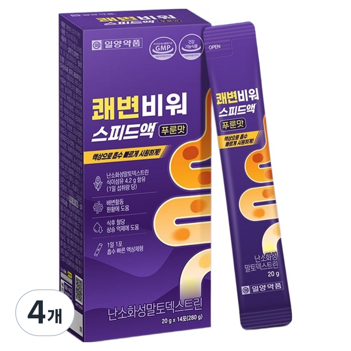 일양약품 쾌변비워 스피드액 푸룬맛 14p, 280g, 4개