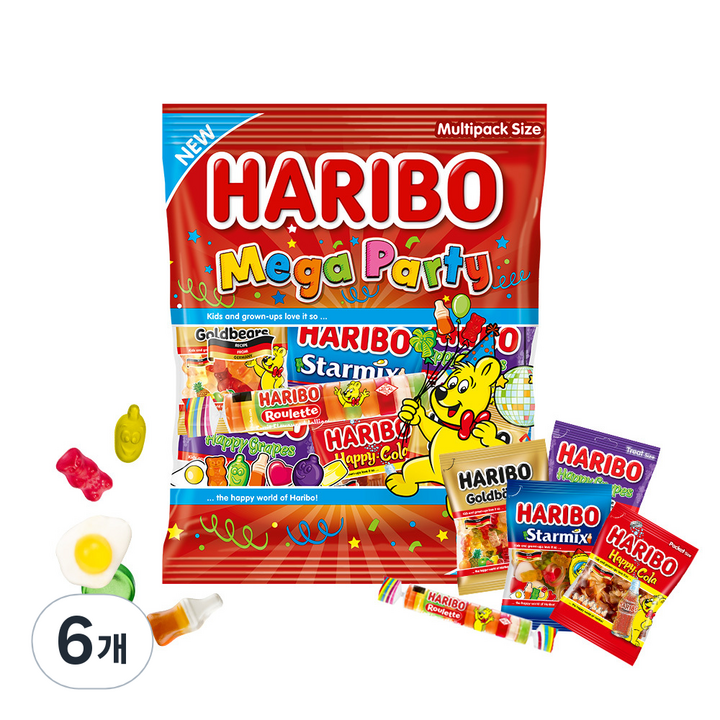 하리보 메가파티 젤리 14개입, 250g, 6개