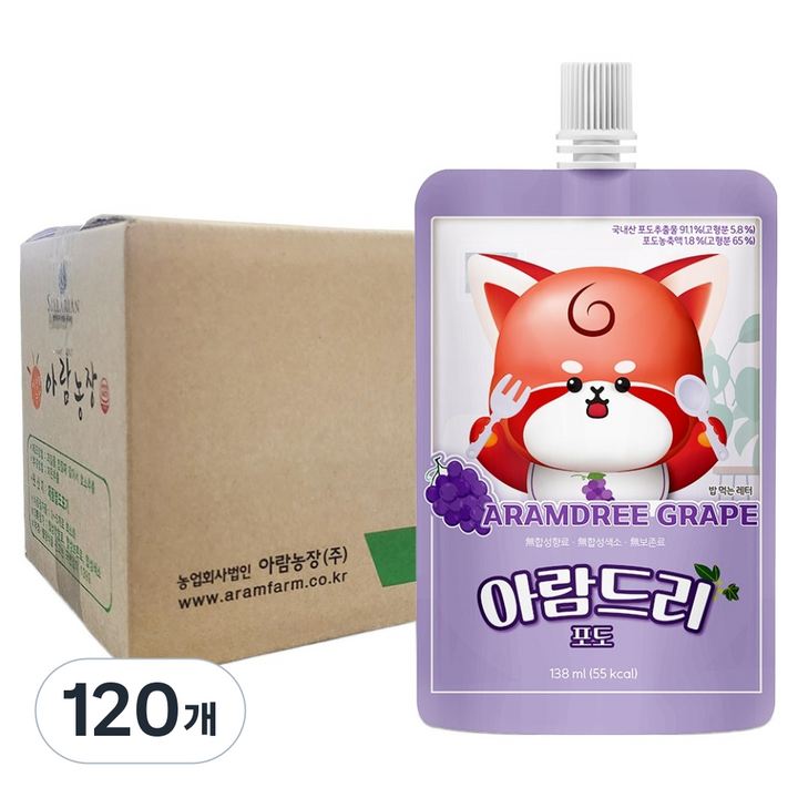 아람농장 아람드리 포도 주스, 120개, 138ml