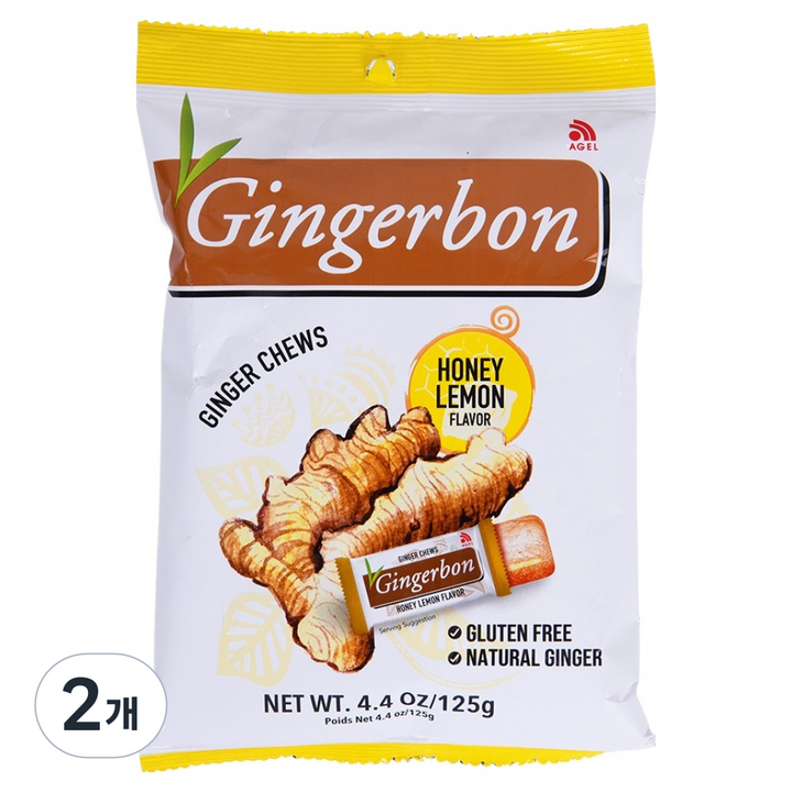 진저본 생강 츄이캔디 허니레몬맛, 125g, 2개