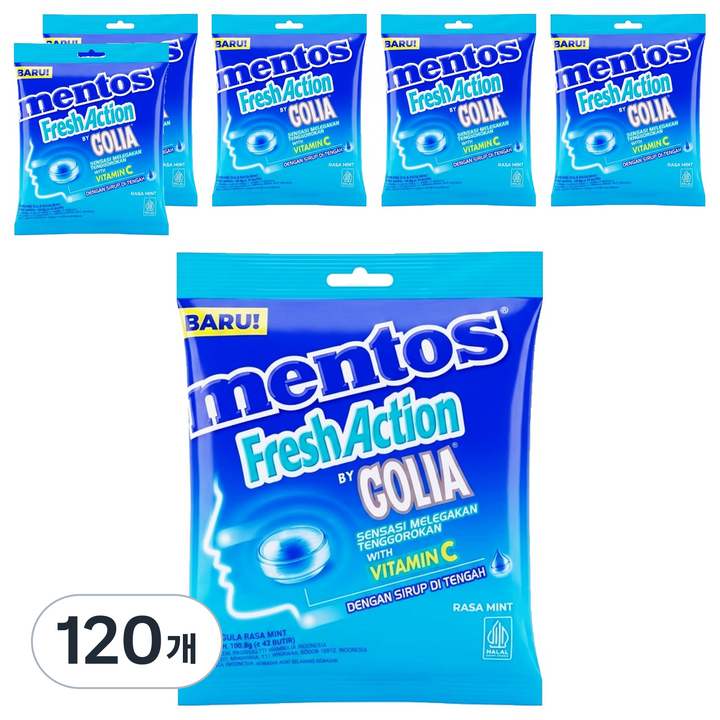 멘토스 민트 프레쉬액션 캔디, 100.8g, 120개