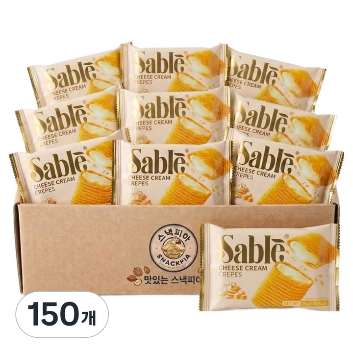 Sable 미니 크레페 치즈크림 맛, 20g, 150개