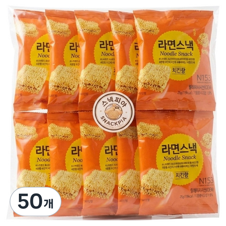 노브랜드 스낵피아 라면스낵과자, 25g, 50개
