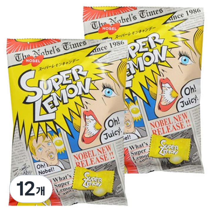 노벨 슈퍼 레몬 캔디, 79.8g, 12개