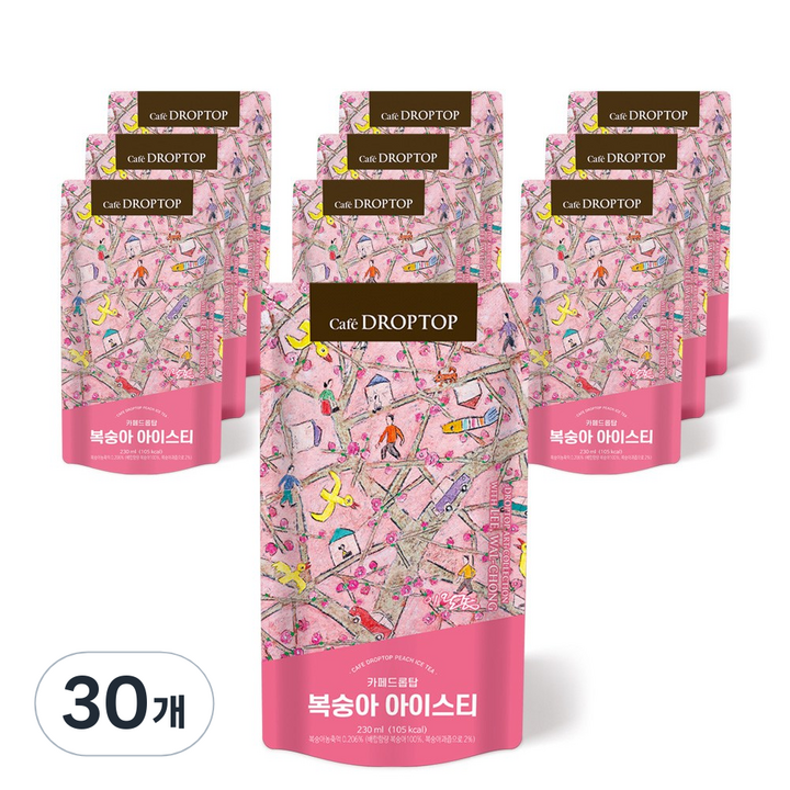 드롭탑 복숭아 아이스티, 30개, 230ml