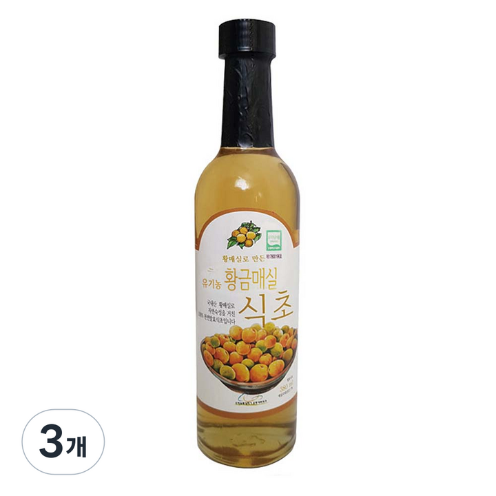 우리농 유기농 황금 매실 식초, 3개, 380ml