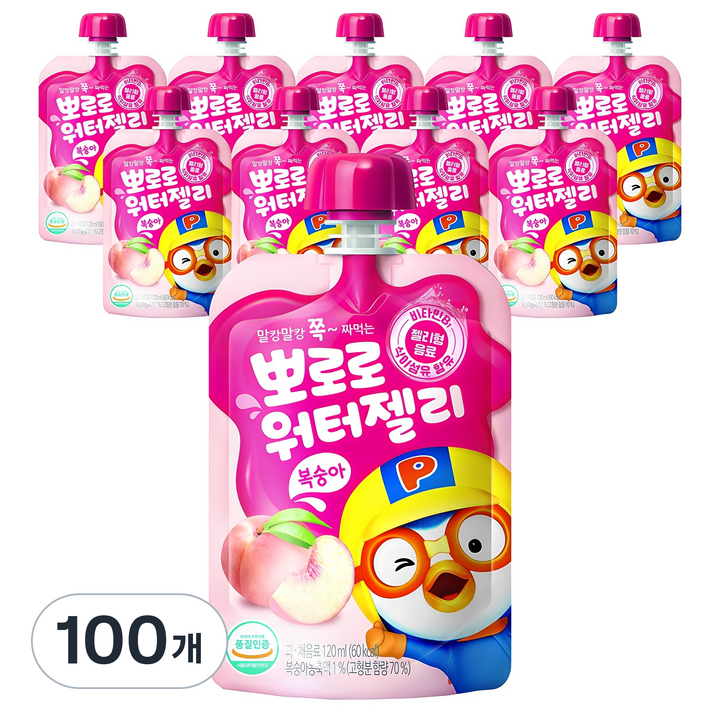 팔도 뽀로로 워터젤리 복숭아, 120ml, 100개