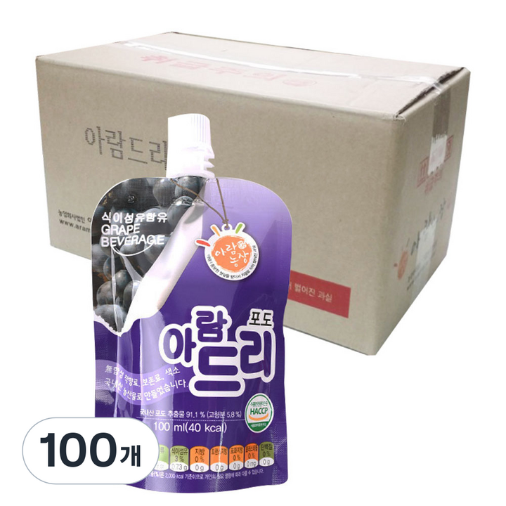 아람농장 아람드리 포도주스, 100ml, 100개