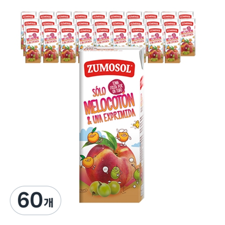 주모솔 100% 착즙 복숭아포도 주스, 200ml, 60개