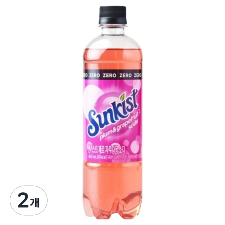 썬키스트 제로 자두자몽소다, 600ml, 2개
