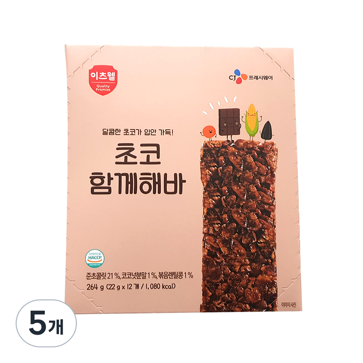 이츠웰 초코 함께해바 시리얼바 12p, 264g, 5개