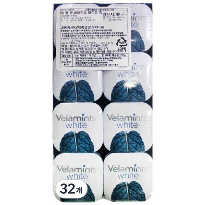 탭랩스 벨라민츠 화이트 껌, 40g, 32개