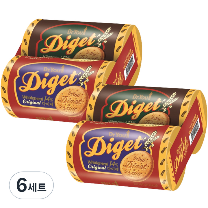 닥터유 다이제 초코 225g +오리지널 194g 번들, 419g, 6개