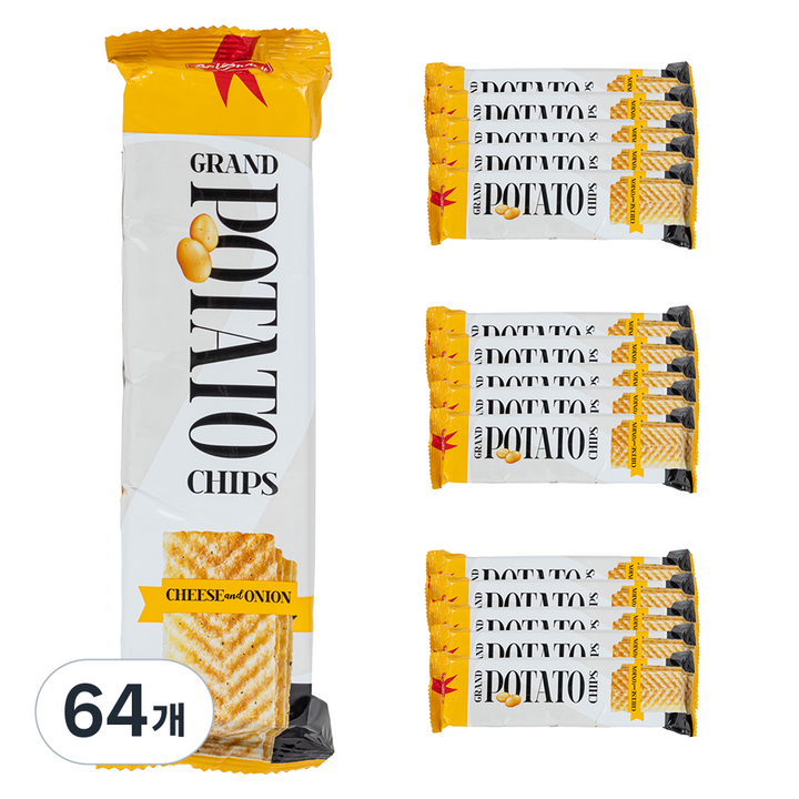 발스낵 그랜드 감자칩 치즈 앤 어니언, 64개, 90g