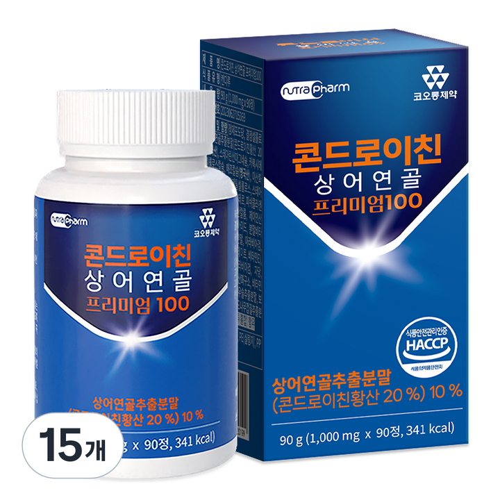 코오롱제약 콘드로이친 상어연골 프리미엄 100, 90정, 15개