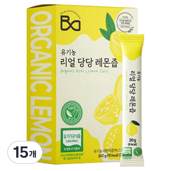 리얼당당 유기농 레몬즙 15p, 300g, 15개