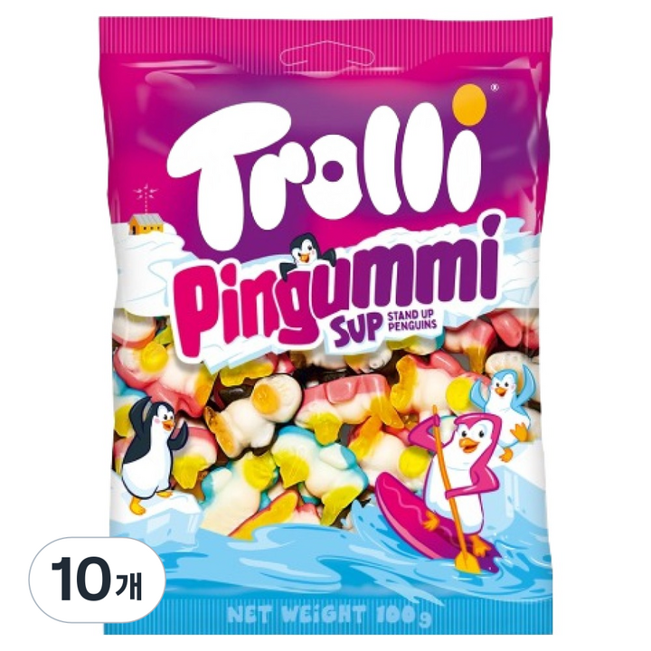 트롤리 핑구미 펭귄모양 젤리, 100g, 10개