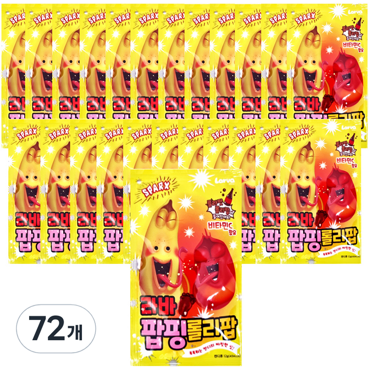 SPARX 라바 팝핑롤리팝, 72개, 12g