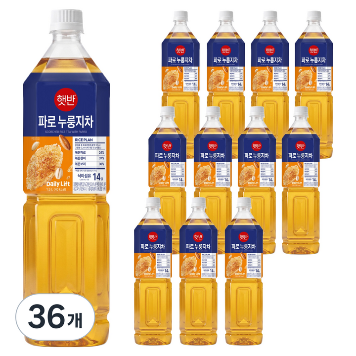 햇반 식이섬유 함유로 더 건강한 파로누룽지차, 36개, 1.5L