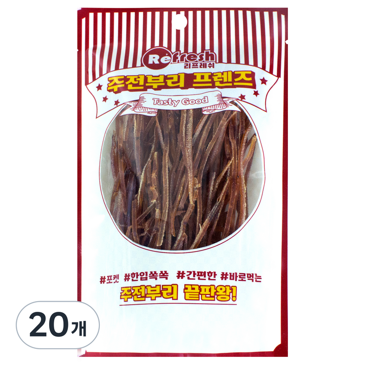 리프레쉬 주전부리프렌즈 쫄쫄찡어 조미오징어채, 20g, 20개
