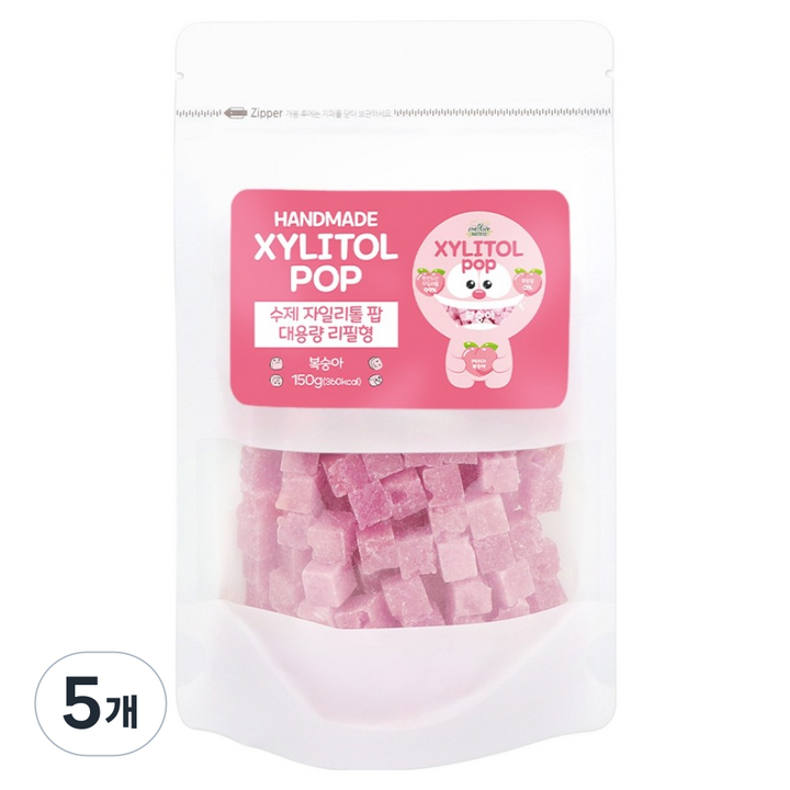 자일리톨팝 파우치 복숭아, 150g, 5개