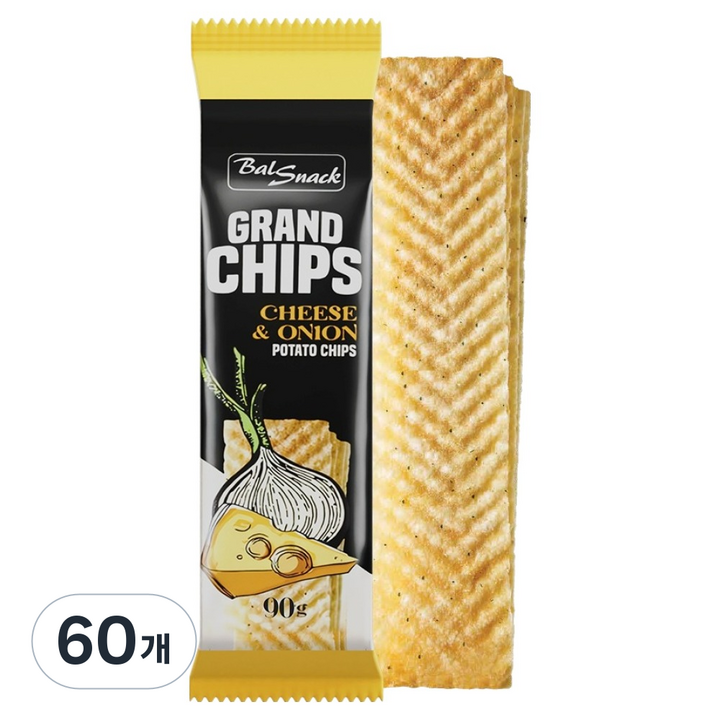 발스낵 그랜드 감자칩 치즈앤어니언, 60개, 90g