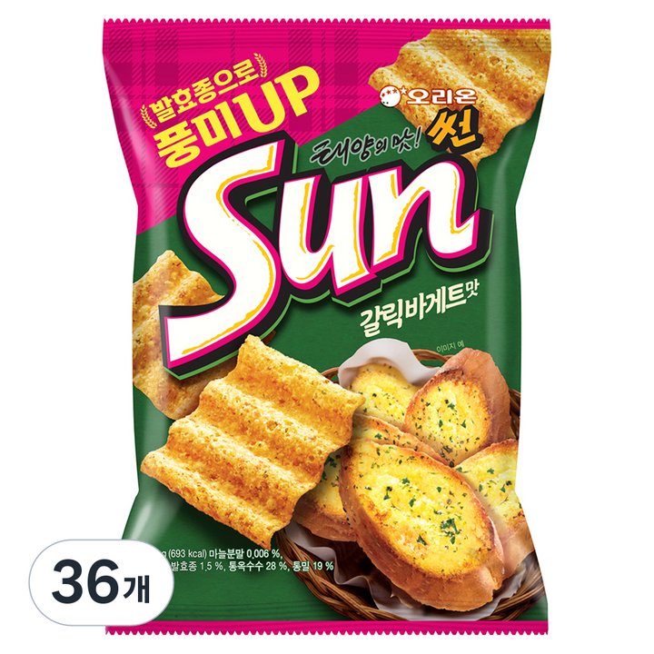 오리온 태양의 맛! 썬 갈릭바게트맛, 135g, 36개