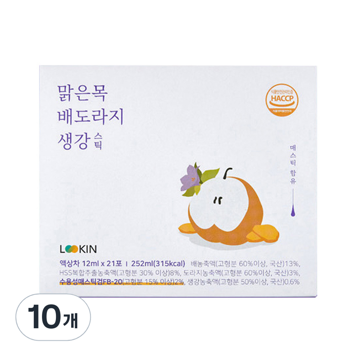 루킨 맑은목 배도라지 생강 스틱, 252ml, 10개