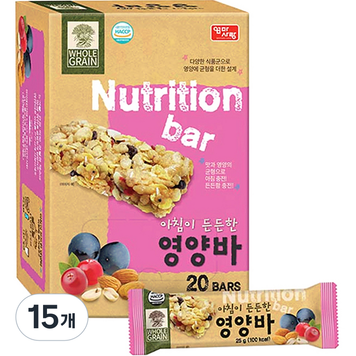 엄마사랑 아침이 든든한 시리얼 영양바, 500g, 15개