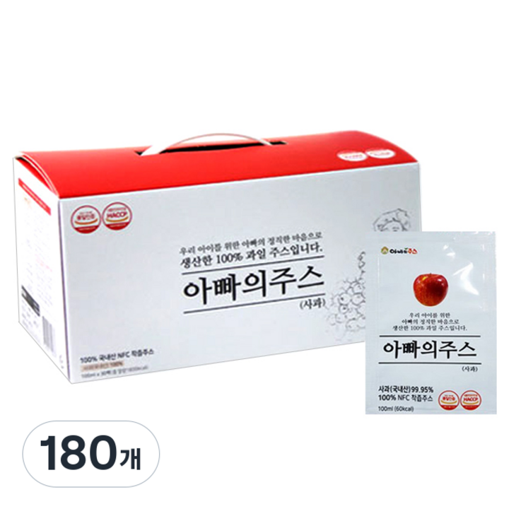 아빠의주스 찢어먹는 사과 주스, 100ml, 180개