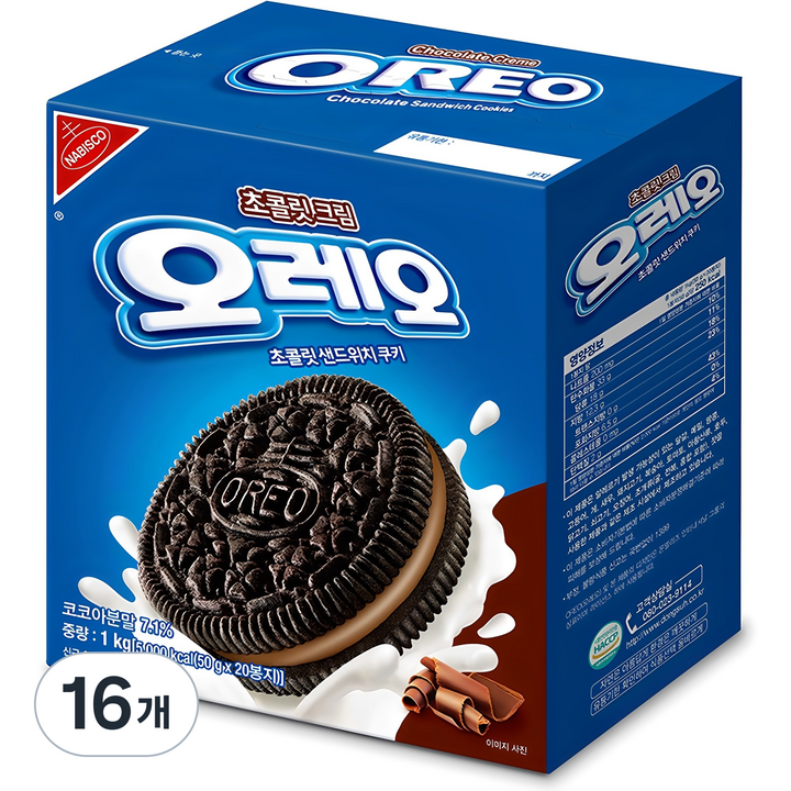 오레오 초콜릿 크림 샌드위치 쿠키, 1kg, 16개