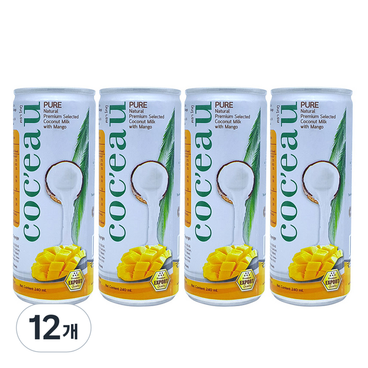 프리마베버리지 코쿠 코코넛밀크 드링크 망고, 240ml, 12개