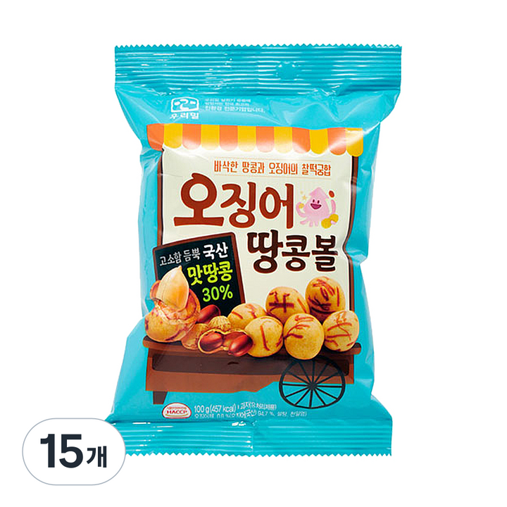 우리밀 유아용 오징어 땅콩볼 100g, 땅콩맛, 15개