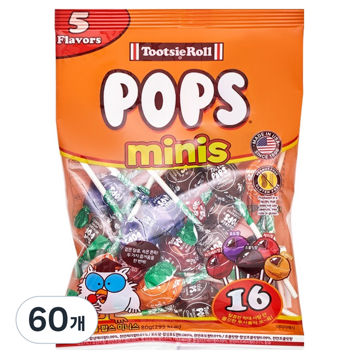 투시롤 팝스 미니스 캔디, 80g, 60개