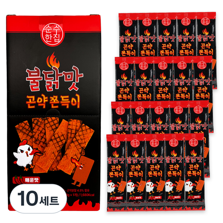 순수한집 불닭맛 곤약 쫀드기 25g x 20p + 시즈닝 8g 세트, 10세트
