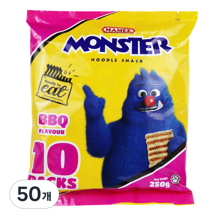 마미 몬스터 누들 스낵 바베큐향 10p, 50개, 250g
