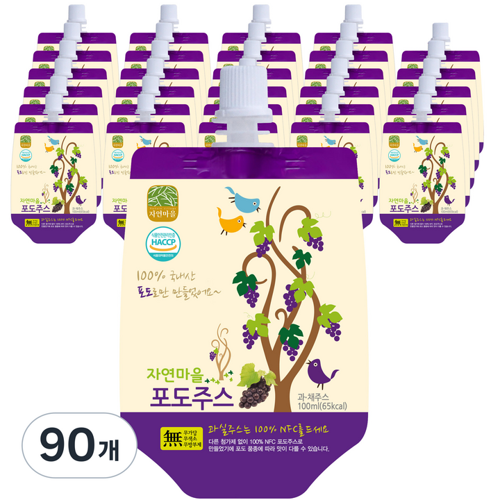 자연마을 프리미엄 착즙 포도주스, 100ml, 90개