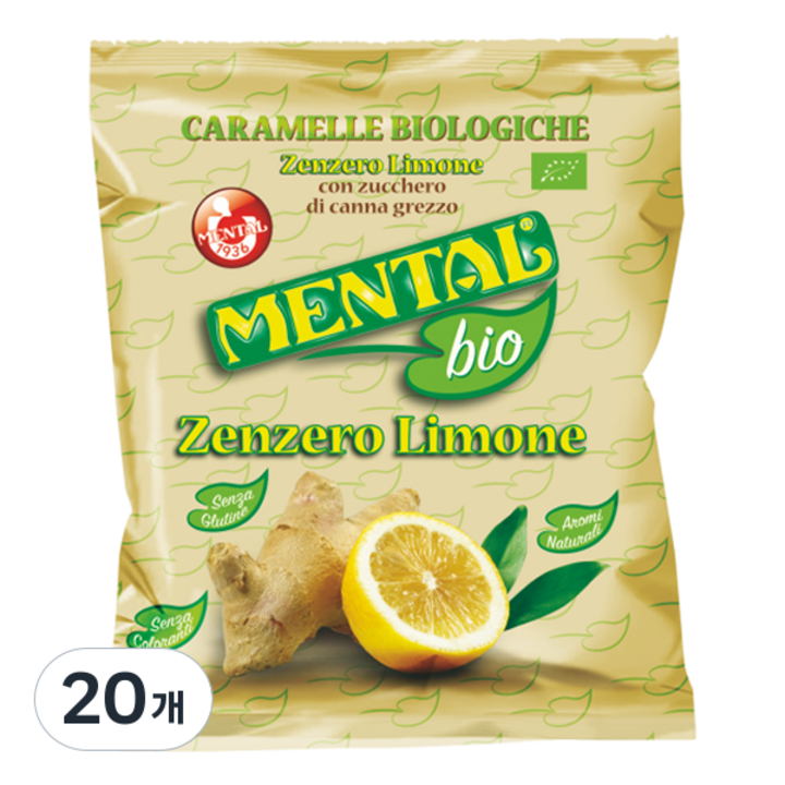멘탈 유기농 생강 레몬 캔디, 90g, 20개