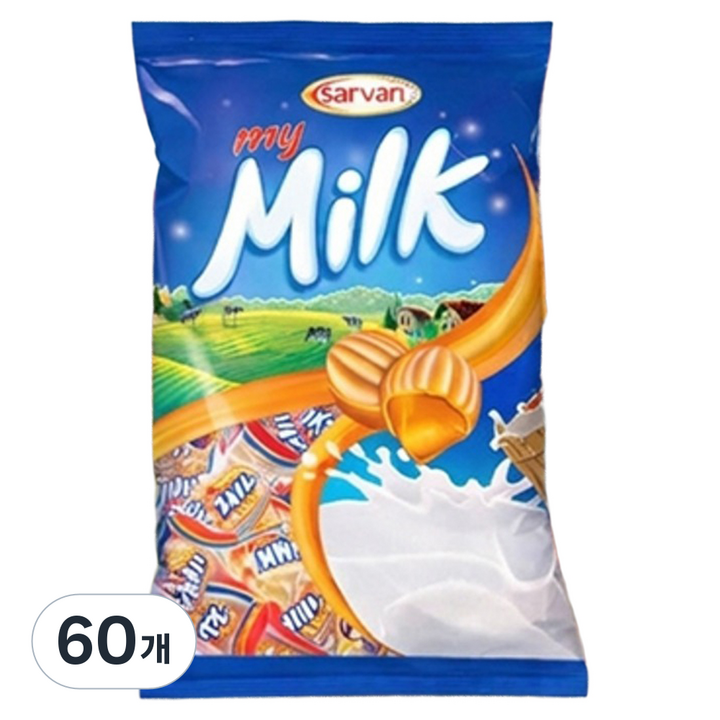 SARVAN 마이밀크 캬라멜 필링 캔디, 80g, 60개