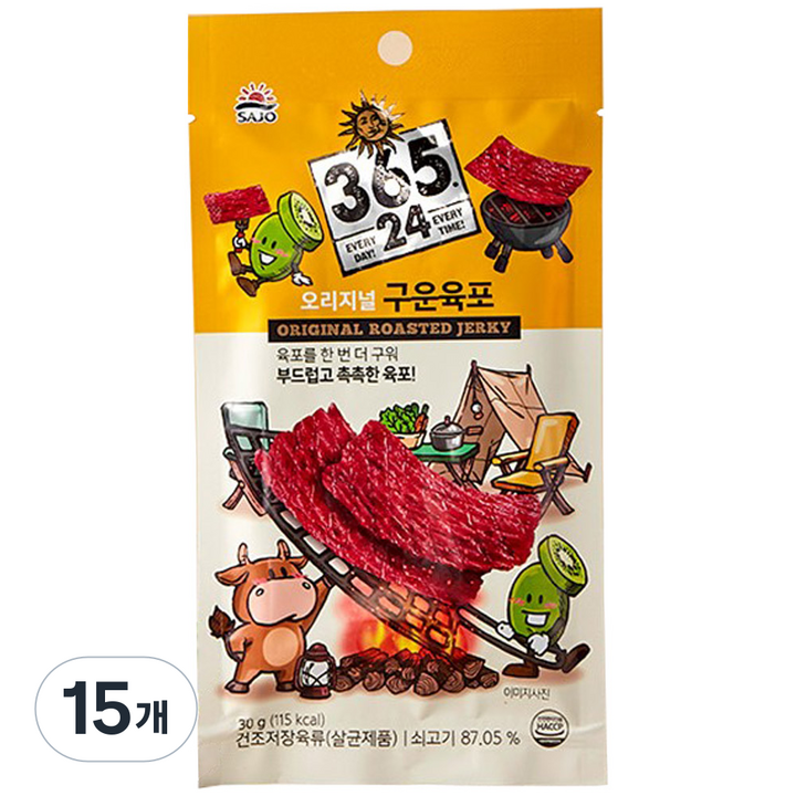 삼육오점이사 해표 오리지널 구운 육포, 30g, 15개