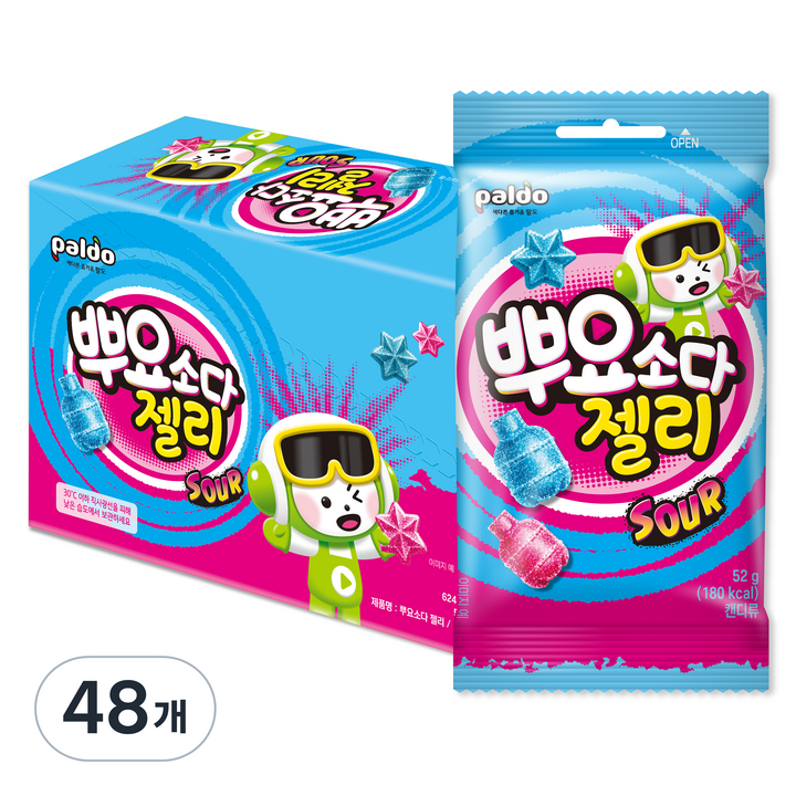 뿌요 소다 젤리 사우어, 52g, 48개