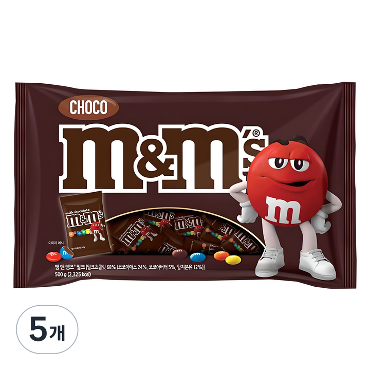 엠앤엠즈 밀크 펀사이즈 초콜릿, 500g, 5개