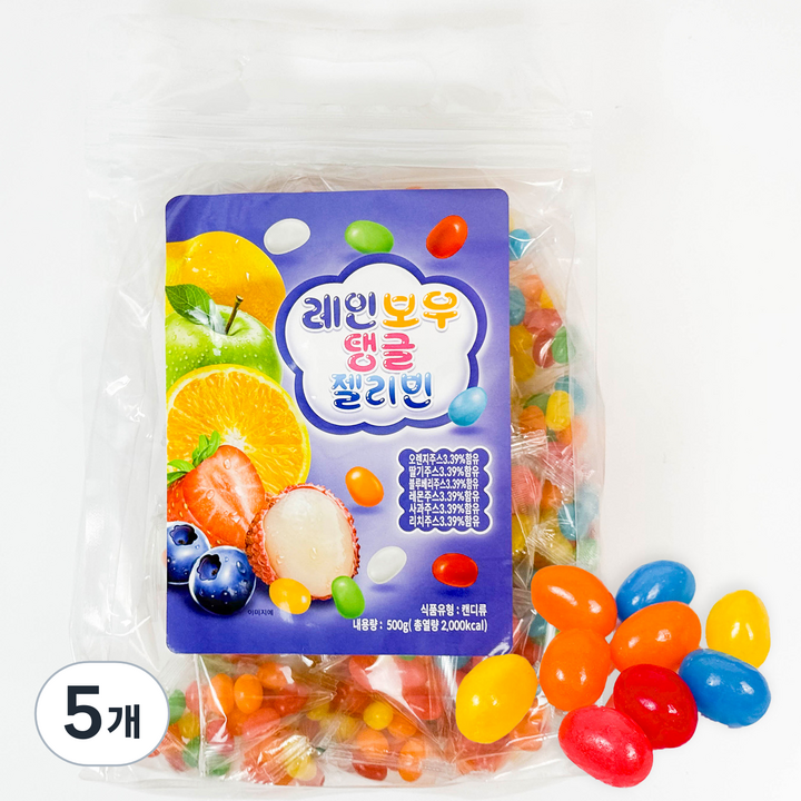 엔터콘 레인보우 탱글 젤리빈, 5개, 500g