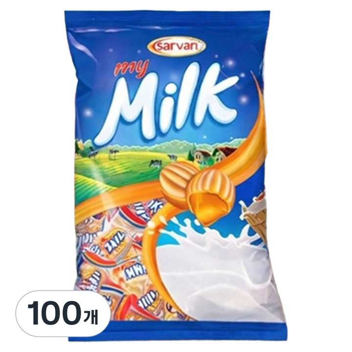SARVAN 마이밀크 캬라멜 필링 캔디, 80g, 100개