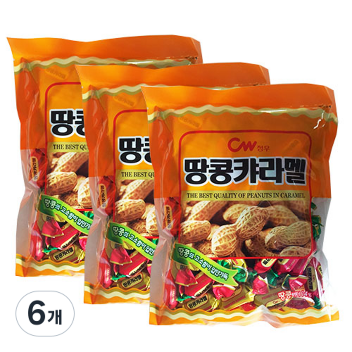 청우식품 땅콩 카라멜, 6개, 350g
