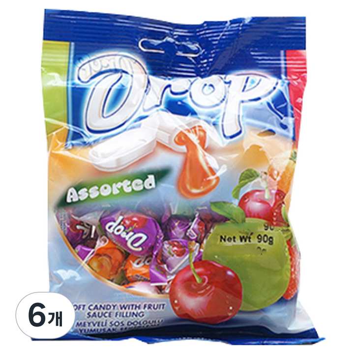 드롭 어소티드 츄잉캔디, 90g, 6개