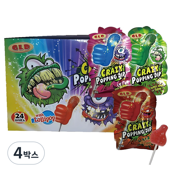 글로델 크레이지 팝핑 딥 캔디, 432g, 4박스