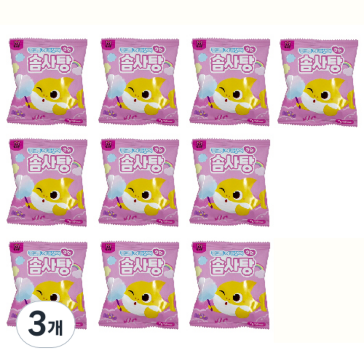 앙팡드봉봉 핑크퐁 아기상어 한입 솜사탕 10p, 70g, 3개