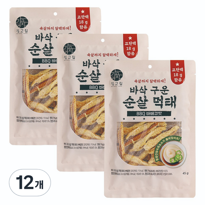 강고집 바삭 구운 순살 먹태 BBQ바베큐맛, 45g, 12개